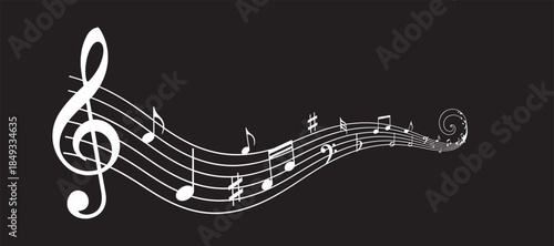 Musical illustration vector, editable stroke on a clean white background 