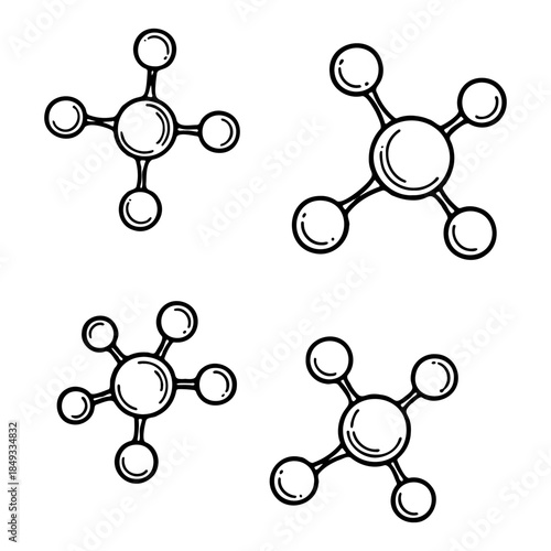 Science molecule structure icons set for chemistry and laboratory research