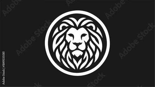 Majestic Lion Head Logo Design in White on a Black Background.