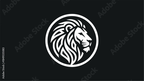 Majestic Lion Head Logo Design in White on Black Background.