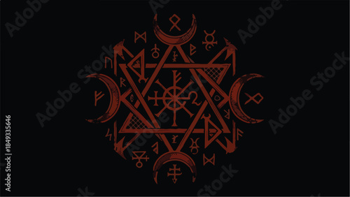Mystical occult symbol with sacred geometry and esoteric elements.