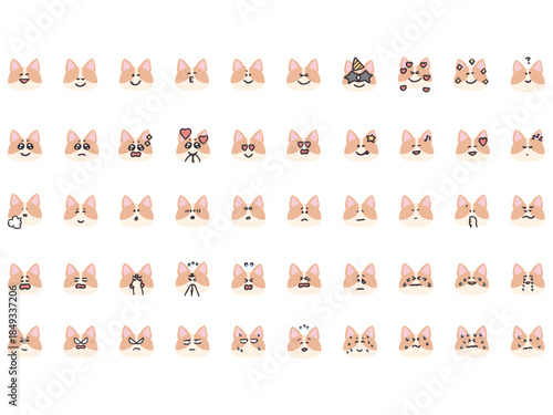 やさしいねこの表情アイコンセット（50種）｜Cat Emotion Icon Set for Kindergarten & Kids