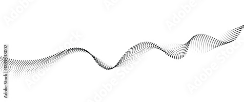 Flowing Dot Wave halftone gradient pattern on transparent background	