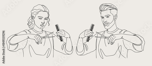 Hairdresser Styling Hair Beauty Salon Vector Illustration