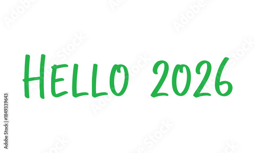 Hello 2026 text on white background