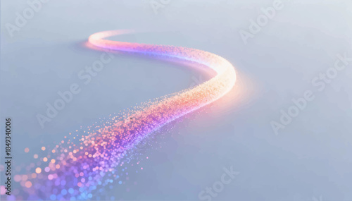 A plume of particles is a smooth tail line of small particles that changes color and density along its length. It is ideal for marking the movement of objects and the intro logo. Vector. EPS_02.