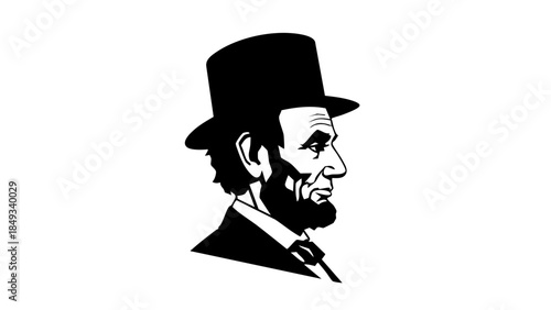 Silhouette of Abraham Lincoln in a top hat and formal attire  