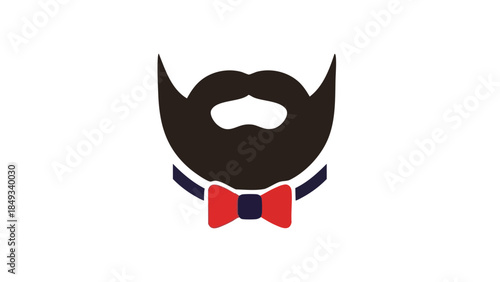 Beard and bow tie graphic icon in minimalist style  