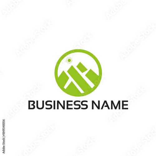 Green Mountain Logo with Sun and Business Name.