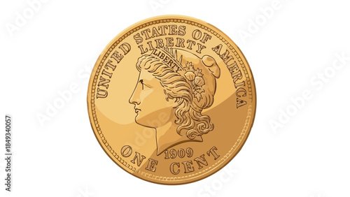 Vintage US coin depicting the Liberty head for Abraham Lincoln's Birthday  