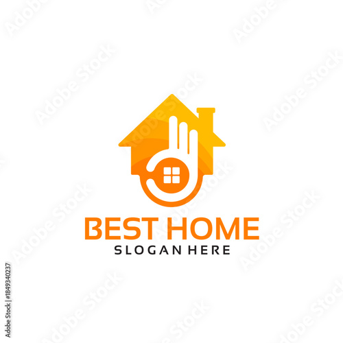 Best Home Logo Design with Hand and House Symbol.