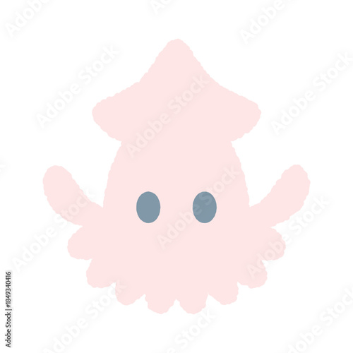 手書き風の単品アイコンイラスト　生き物　イカ