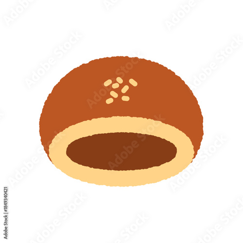 手書き風の単品アイコンイラスト　食べ物　あんぱん