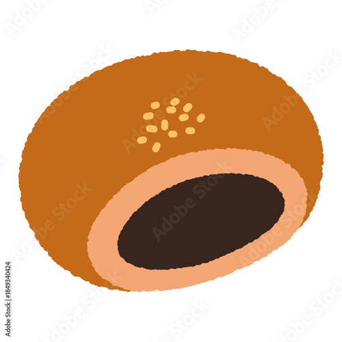 手書き風の単品アイコンイラスト　食べ物　あんぱん