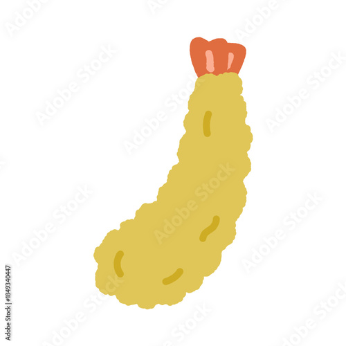 手書き風の単品アイコンイラスト　食べ物　エビフライ