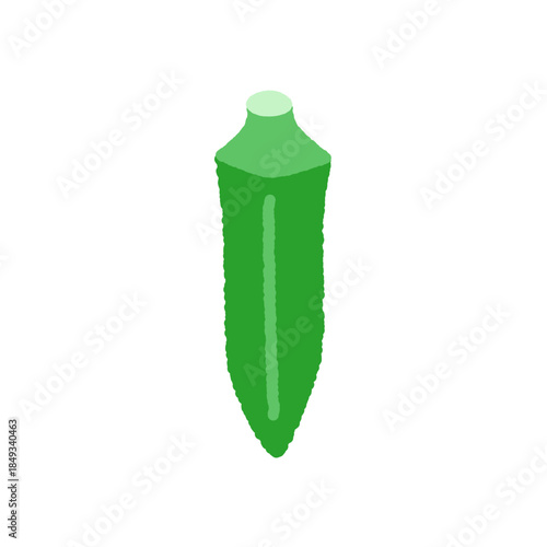 手書き風の単品アイコンイラスト　野菜　オクラ