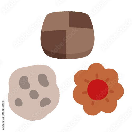 手書き風の単品アイコンイラスト　食べ物　クッキー