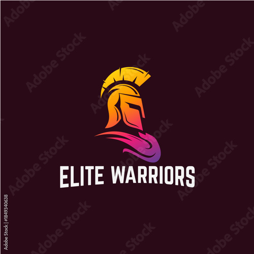 Classic Sparta warrior helmet logo with grunge effect