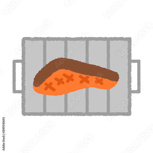 手書き風のシンプルアイコンイラスト　グリル