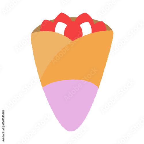 手書き風の単品アイコンイラスト　食べ物　クレープ