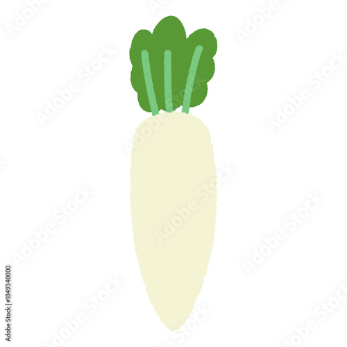 手書き風の単品アイコンイラスト　野菜　だいこん