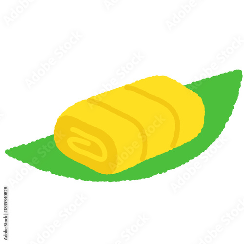 手書き風のシンプルアイコンイラスト　だし巻き卵