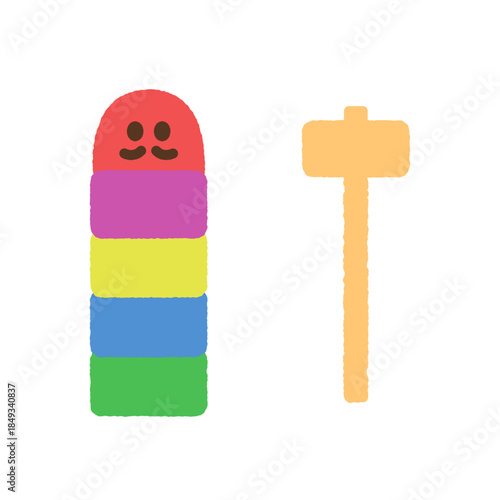 手書き風のシンプルアイコンイラスト　だるま落とし