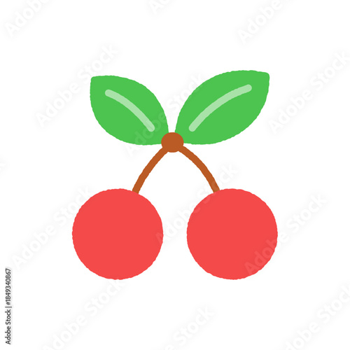 手書き風の単品アイコンイラスト　果物　チェリー