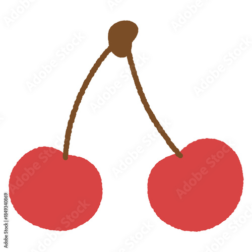手書き風の単品アイコンイラスト　果物　チェリー
