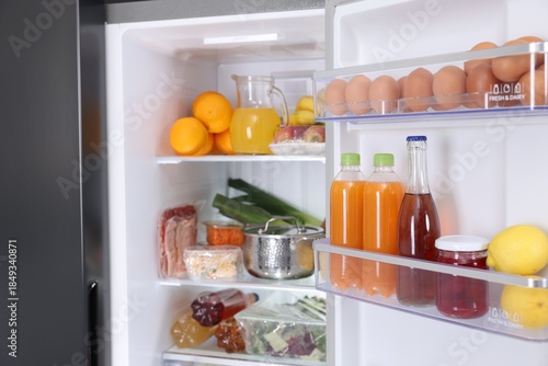 Wallpaper Mural Modern refrigerator with different fresh food products Torontodigital.ca