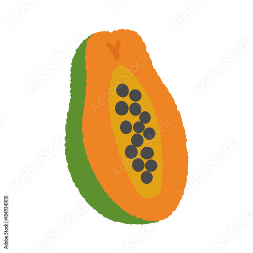 手書き風の単品アイコンイラスト　果物　パパイヤ