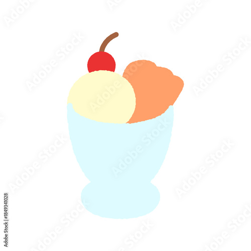 手書き風の単品アイコンイラスト　食べ物　パフェ