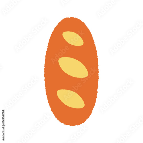 手書き風の単品アイコンイラスト　食べ物　フランスパン