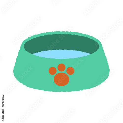 手書き風の単品アイコンイラスト　犬用食器