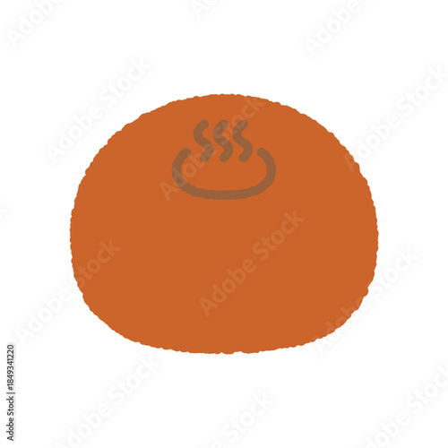 手書き風の単品アイコンイラスト　和菓子　温泉まんじゅう