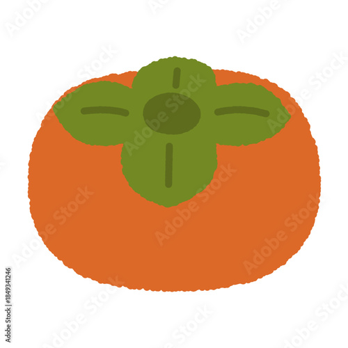 手書き風の単品アイコンイラスト　果物　柿