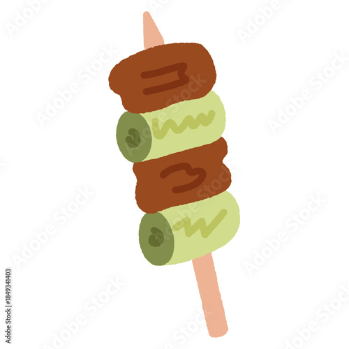 手書き風の単品アイコンイラスト　料理　焼き鳥