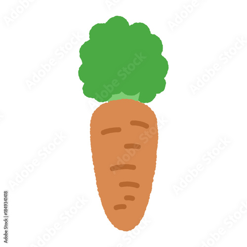 手書き風の単品アイコンイラスト　野菜　人参