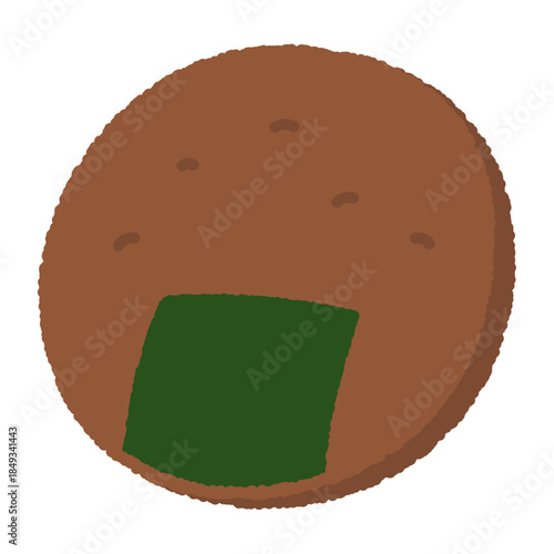 手書き風の単品アイコンイラスト　お菓子　煎餅