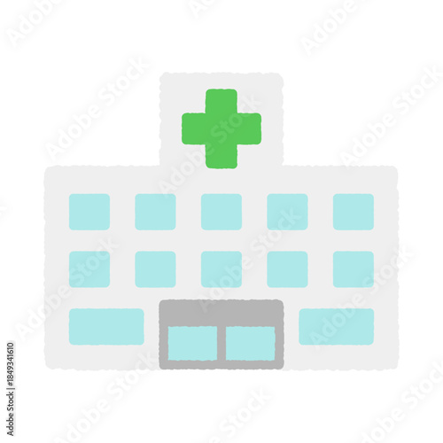 手書き風の単品アイコンイラスト　病院