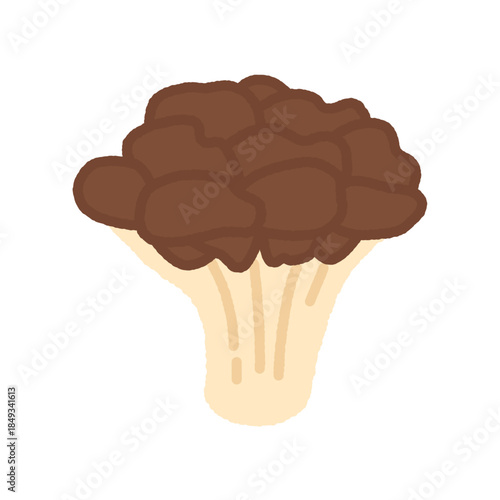 手書き風の単品アイコンイラスト　キノコ　舞茸