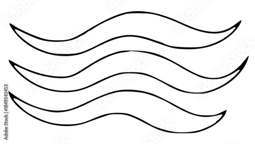 Mindful Breathing Icon- Line vector icon of gentle breathing waves