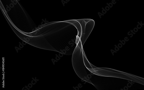 Dark abstract background with a glowing abstract waves