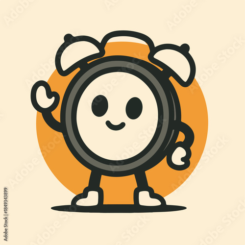 Cute Alarm Clock Party Character Illustration