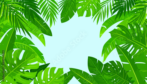 Lush Tropical Foliage Frame Background