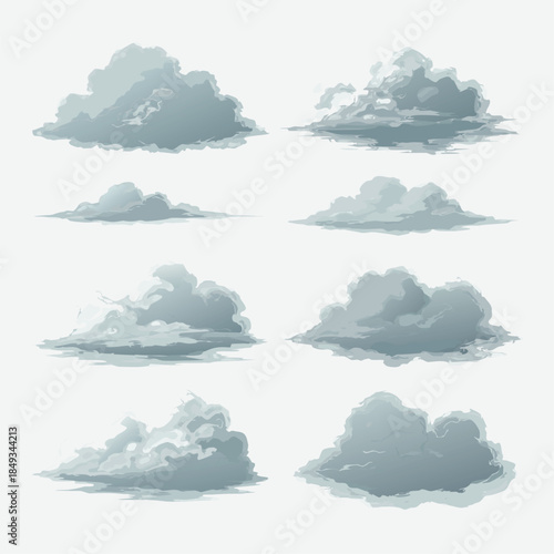 Collection of various realistic cloud formations in the sky.