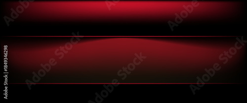 Red studio background. Abstract limbo podium studio room. Dark red gradient wall floor and spotlight scene. Showcase, promotion display. Vector stage mockup illustration