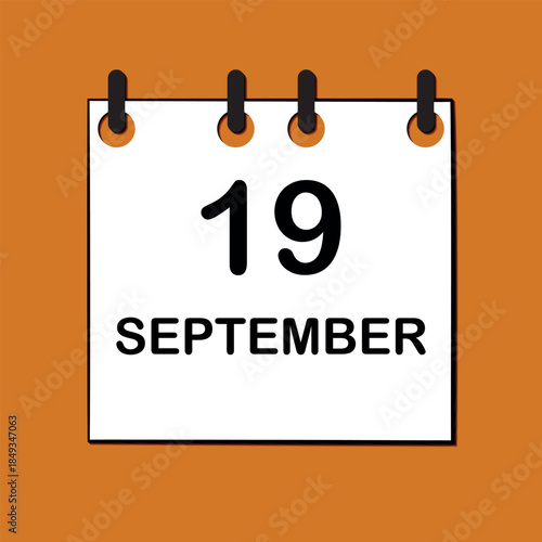 September 19. Daily Calendar icon for design. Simple design for business brochure, flyer, print media, advertisement. Easily editable.