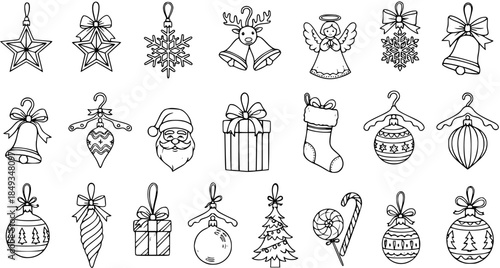 Hand-drawn Christmas Ornaments and Decorations Clipart Collection