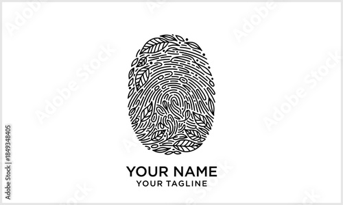 Fingerprint Logo Icon - Unique Biometric Identity Security Symbol Vector logotype icon vector finger.